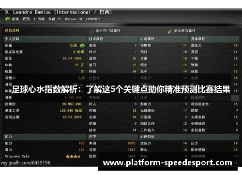 足球心水指数解析：了解这5个关键点助你精准预测比赛结果