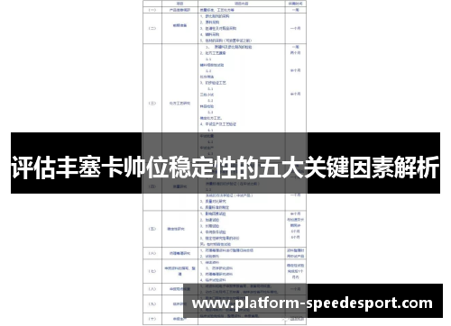 评估丰塞卡帅位稳定性的五大关键因素解析